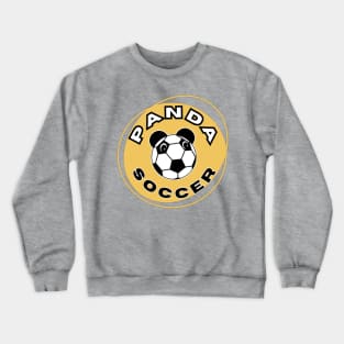 Panda soccer head of a cute panda in the shape of a soccer ball on the background of an orange circle for sports lovers Crewneck Sweatshirt